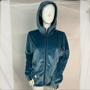 COLUMBIA Velour Dusty Blue Hooded Jacket Medium M